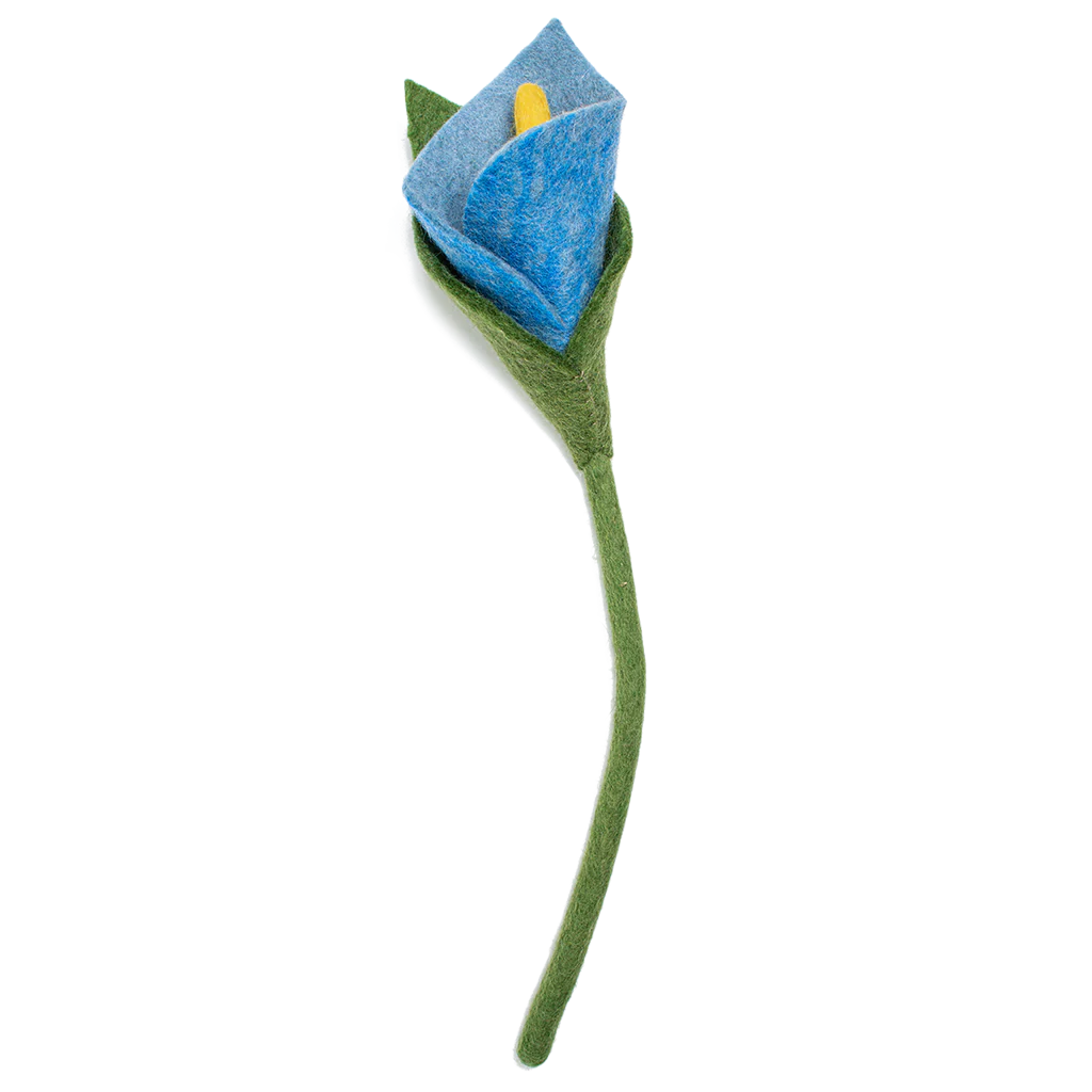 Blue felt Calla Lily.