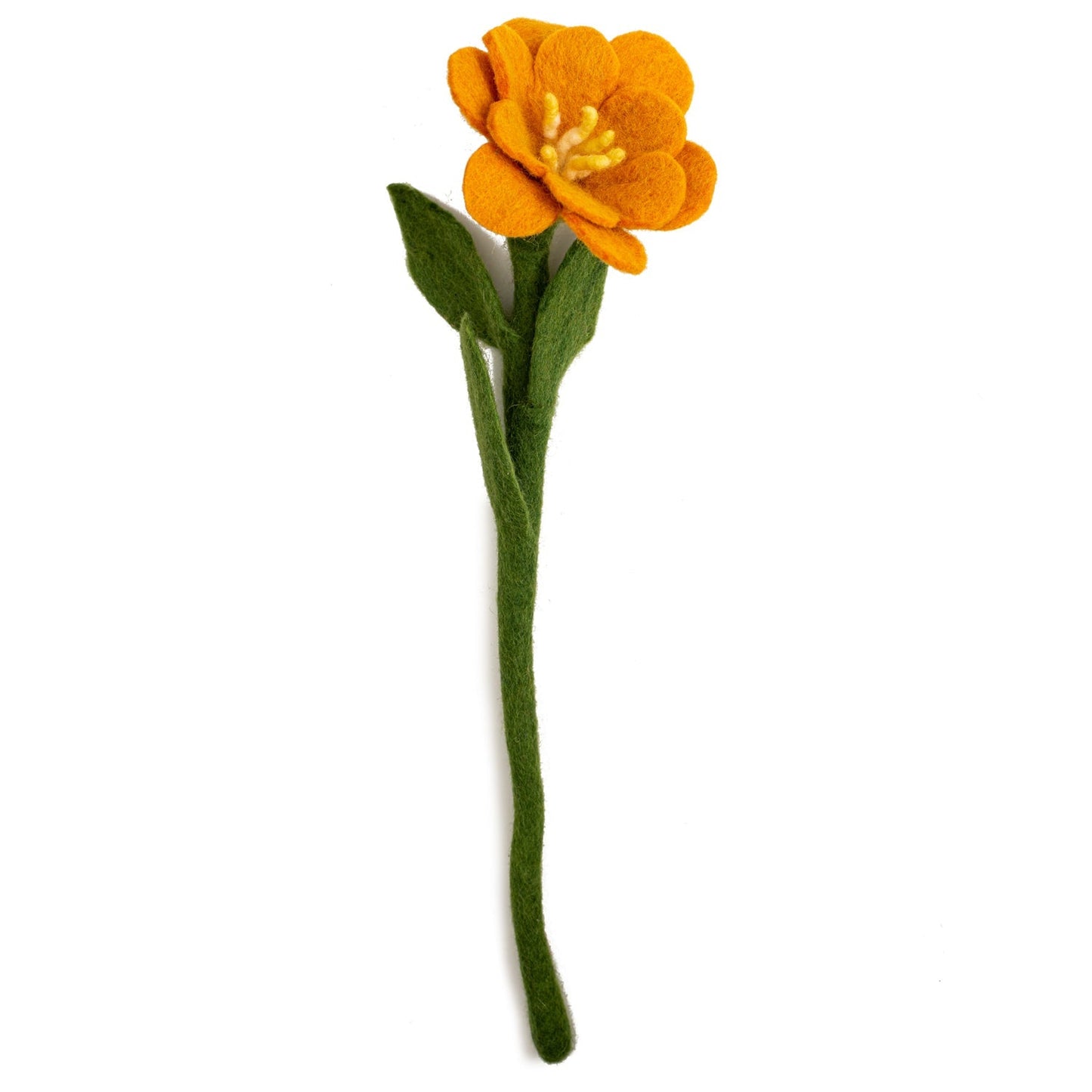 Orange felt Camellia flower.
