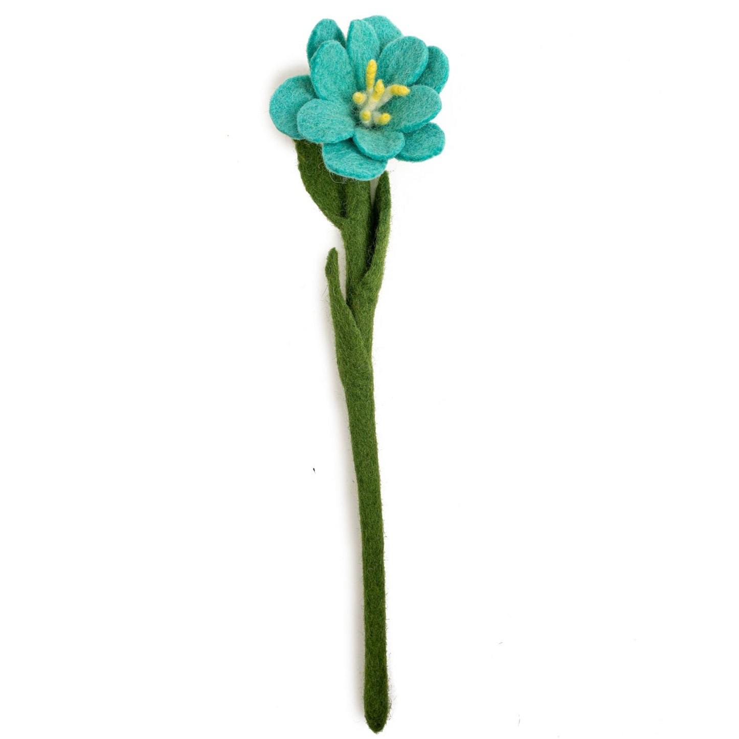 Aqua blue felt Camellia flower.