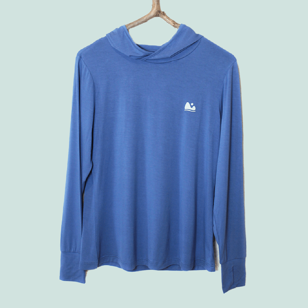 Blue bamboo sun shirt and base layer by Play Outside.