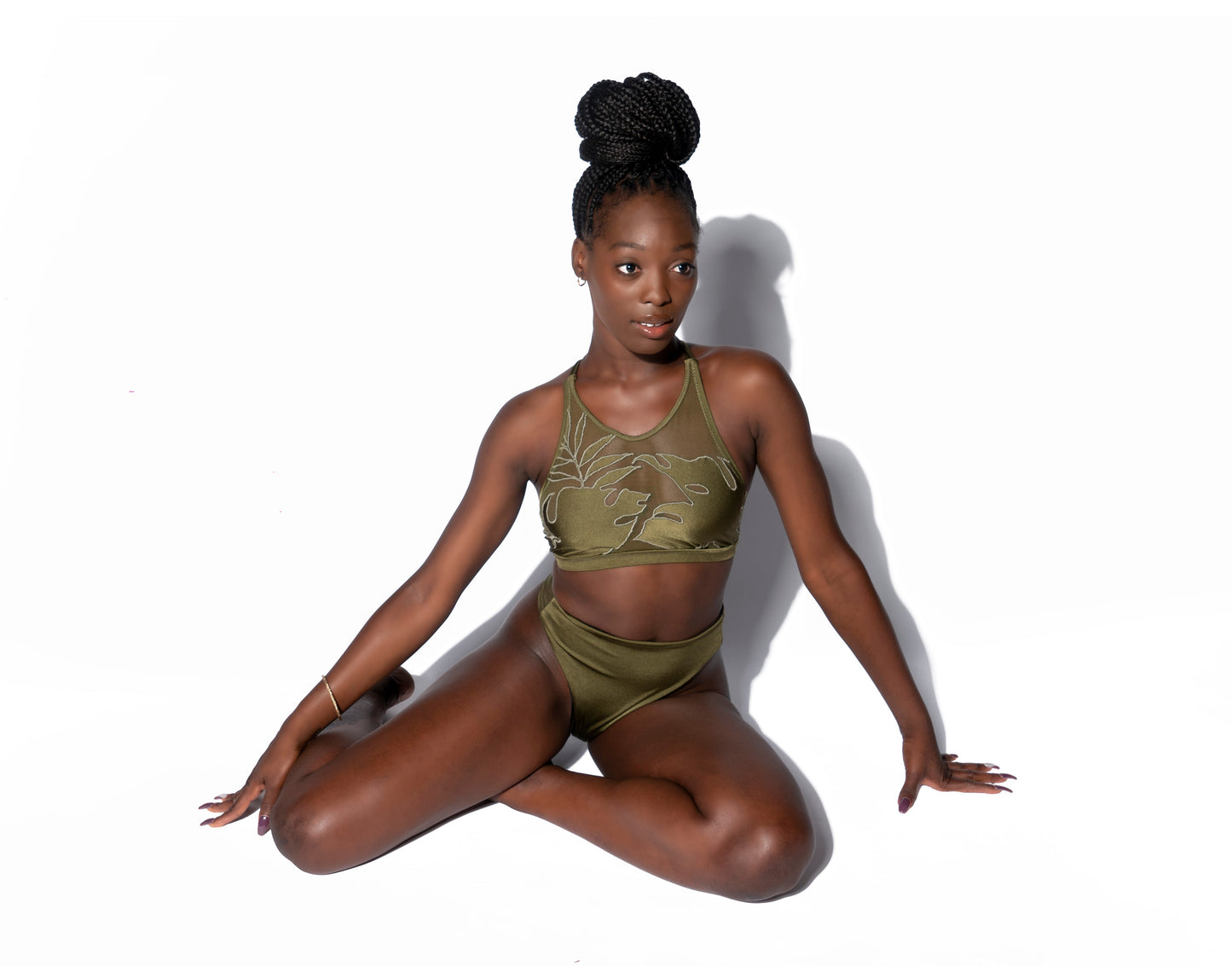 Monstera Embroidered Halter Bikini Top