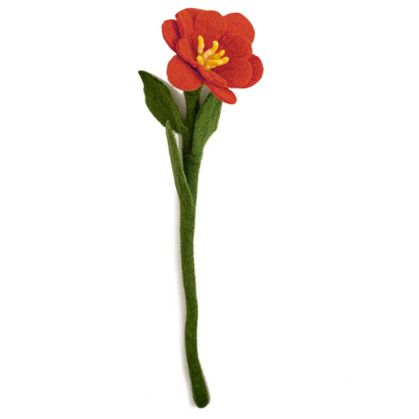 Red felt Camellia flower.