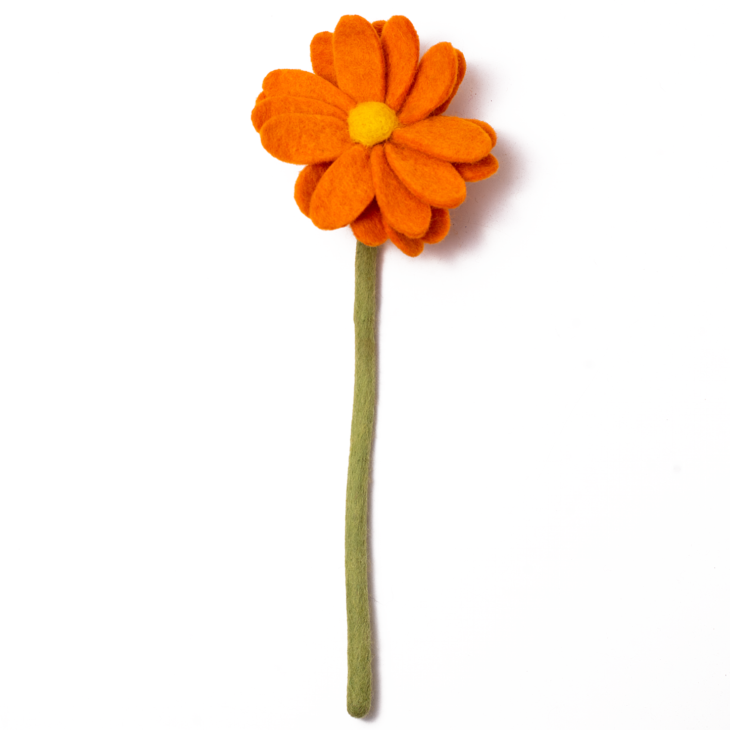 Orange felt daisy flower.