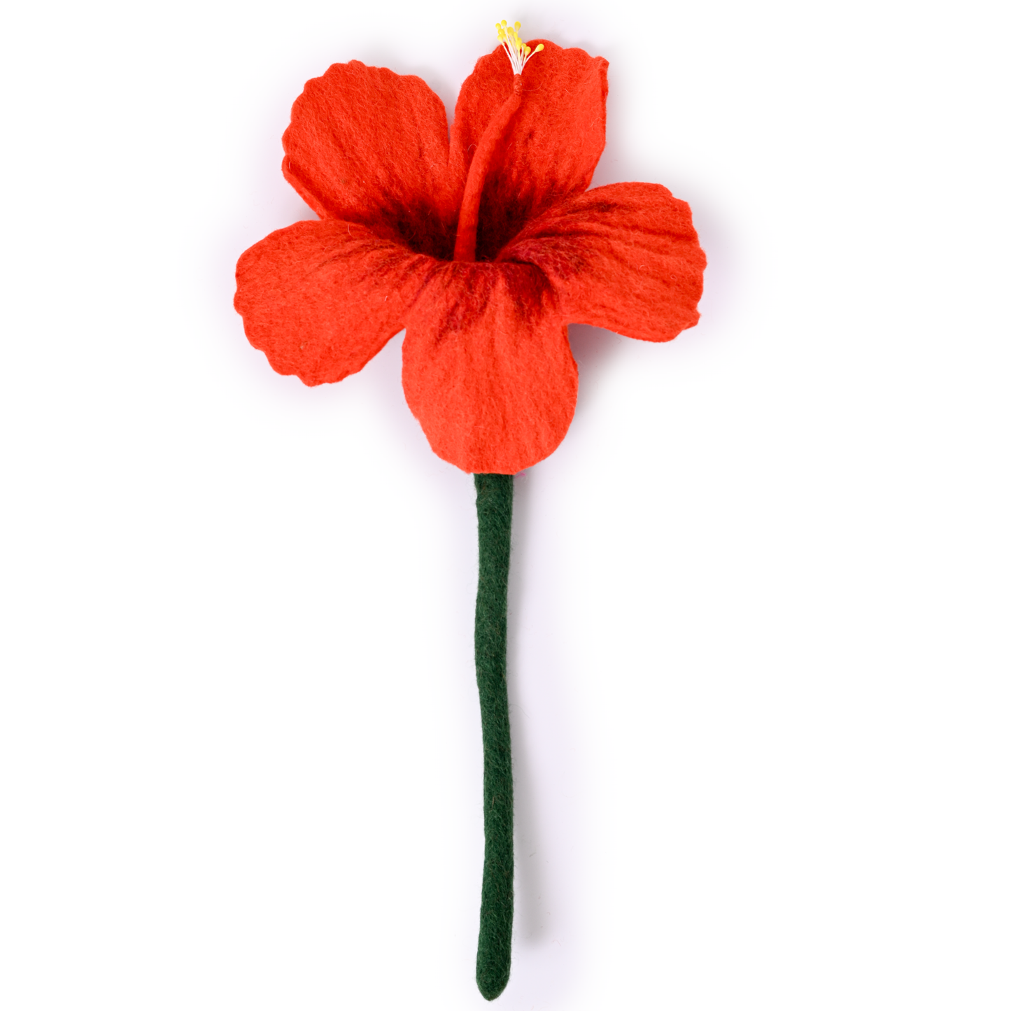 Red felt hibiscus flower.