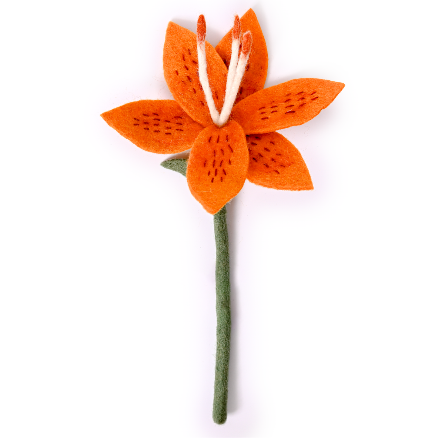 Orange felt Stargazer Lily flower.