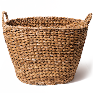 Brown large woven basket.