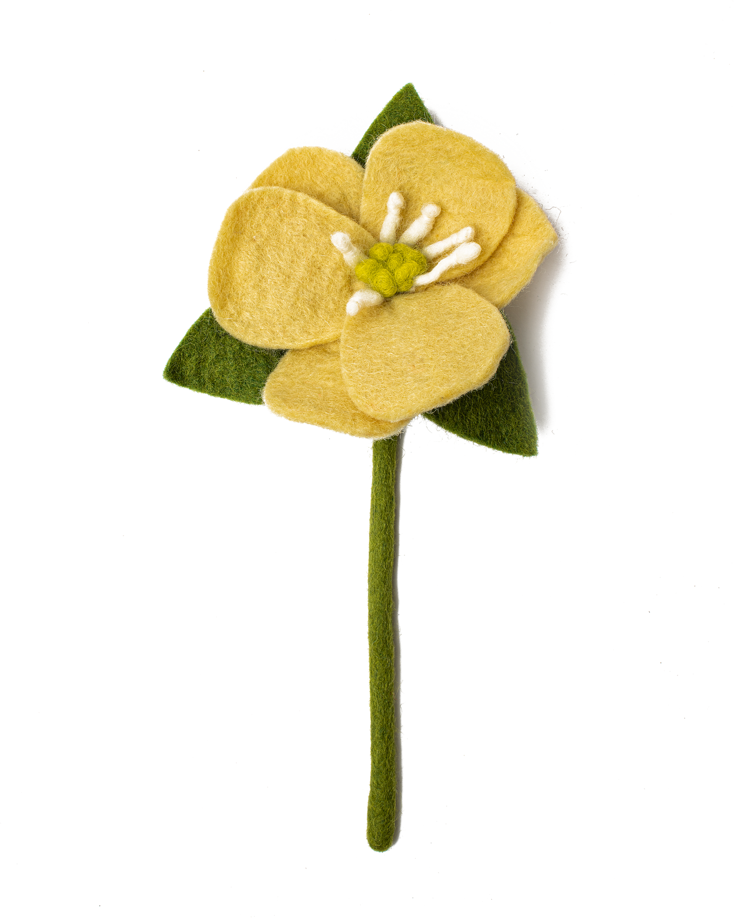 Yellow felt Hepatica flower.