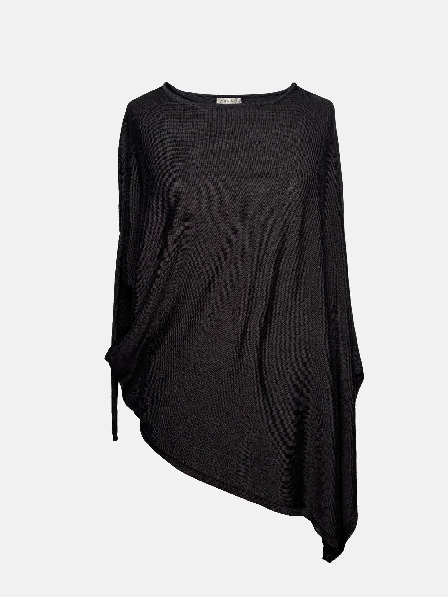 Black drapey boatneck sweater.