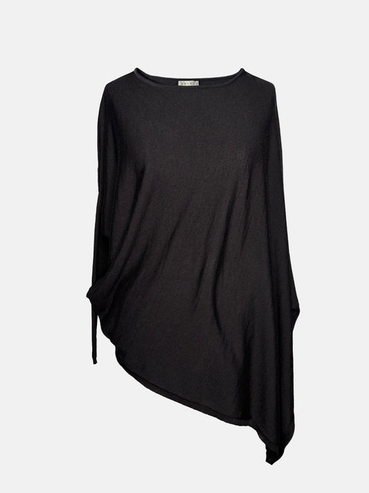 Black drapey boatneck sweater.