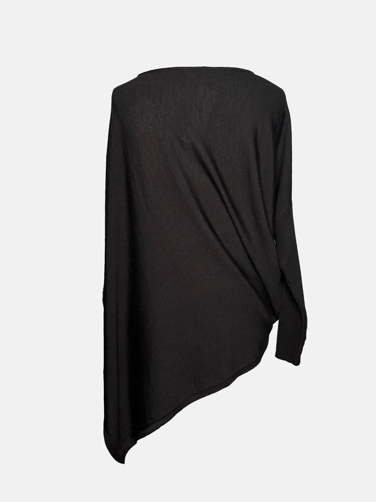 Black drapey boatneck sweater.