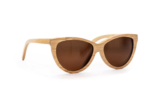 Natural colored bamboo sunglasses with amber lenses.