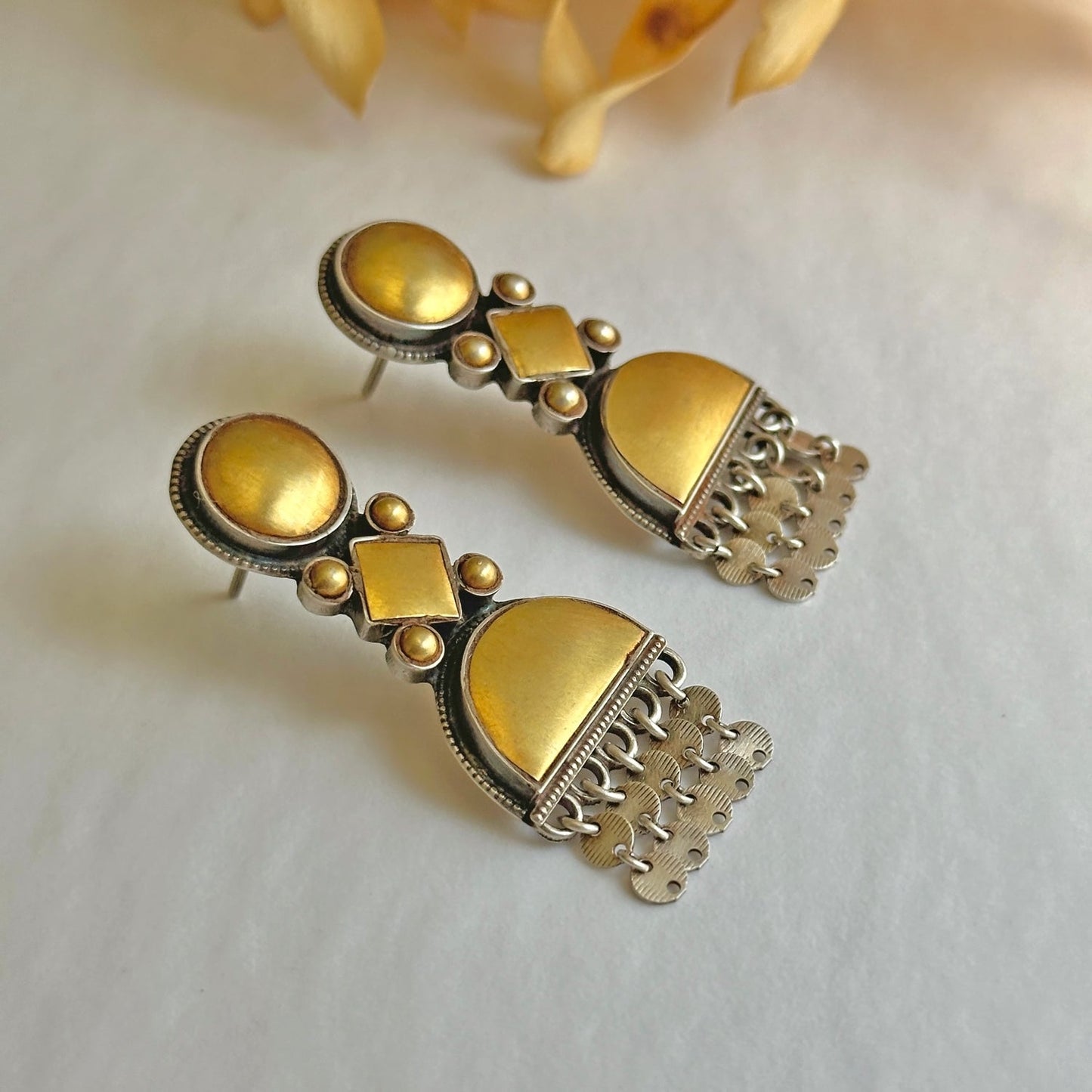 BANDLU-4 Gold Foil Sterling Silver Post Earrings