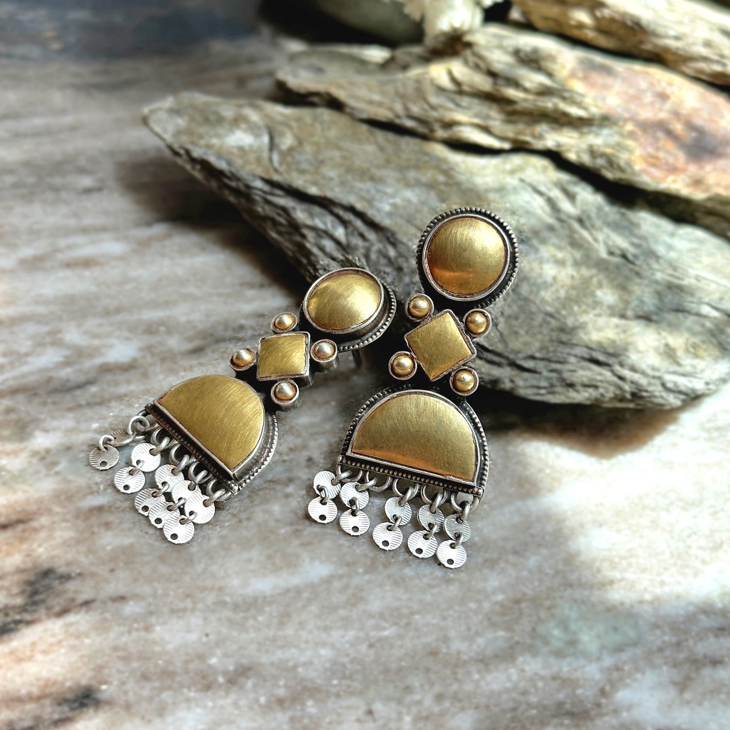 BANDLU-4 Gold Foil Sterling Silver Post Earrings