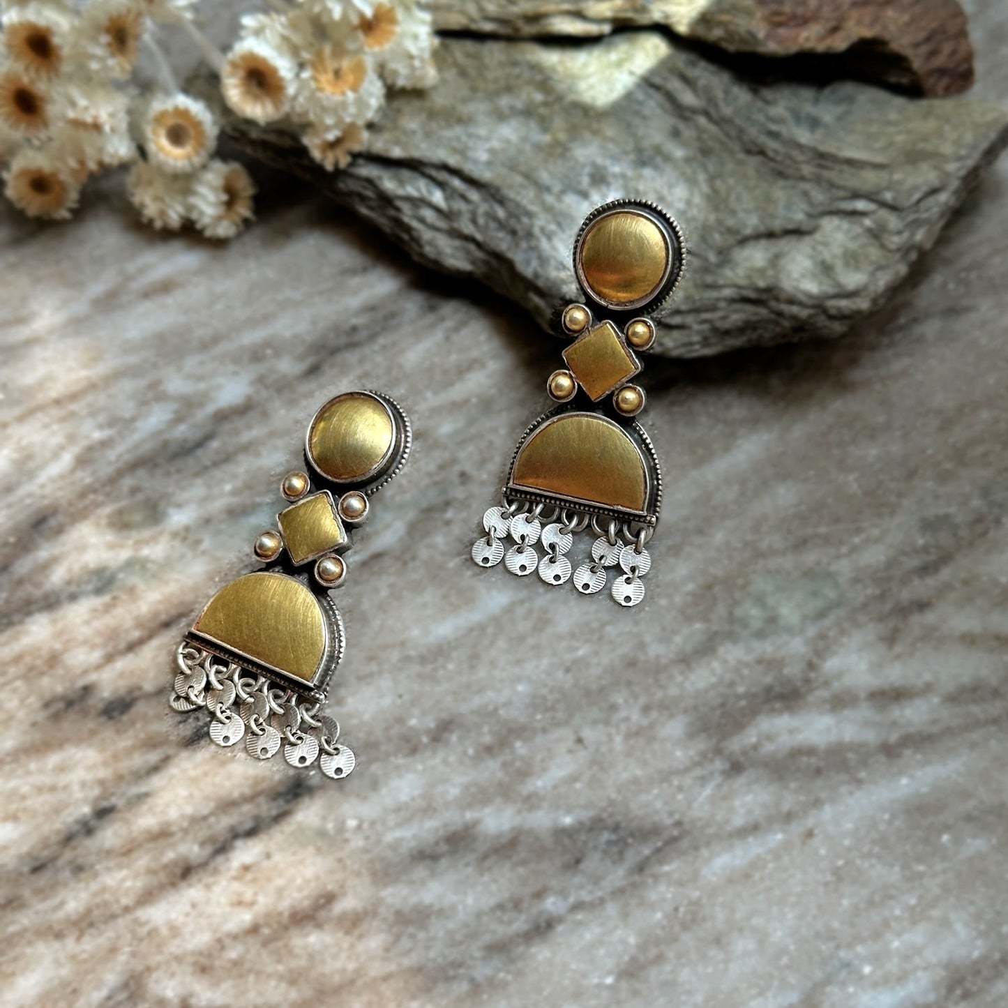 BANDLU-4 Gold Foil Sterling Silver Post Earrings