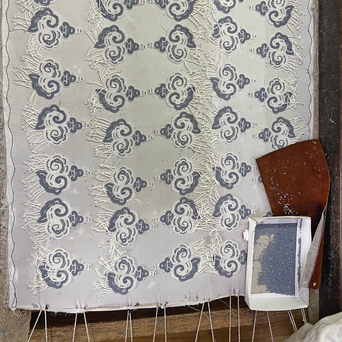 CLOUD Hand Embroidered Bead Earrings