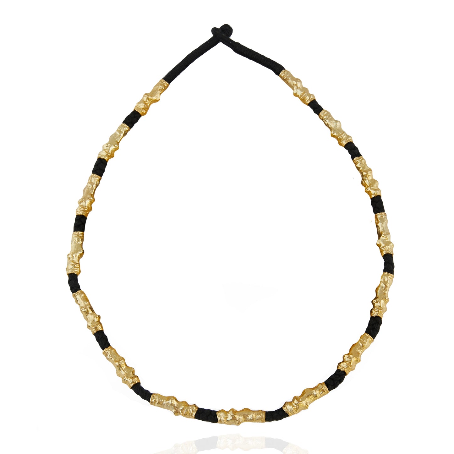 gold plated and black thread necklace