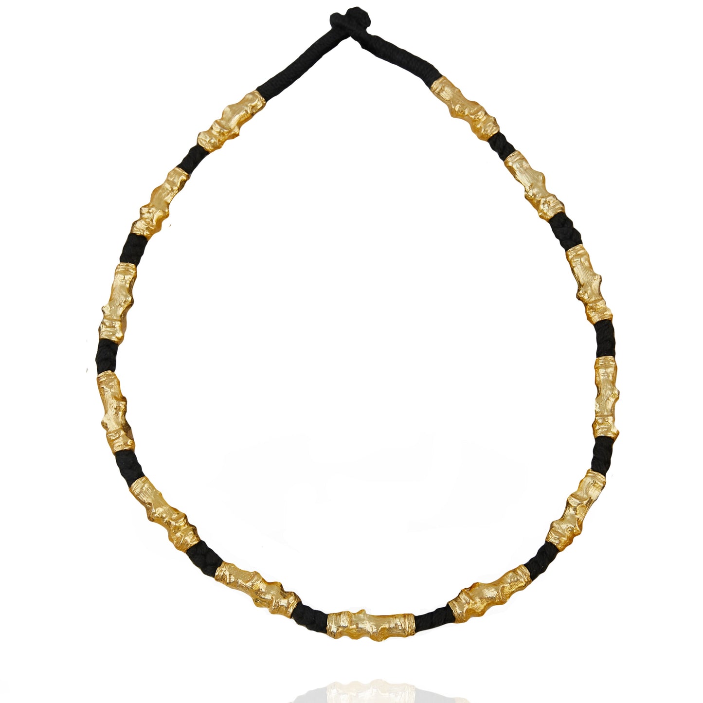 gold plated and black thread necklace