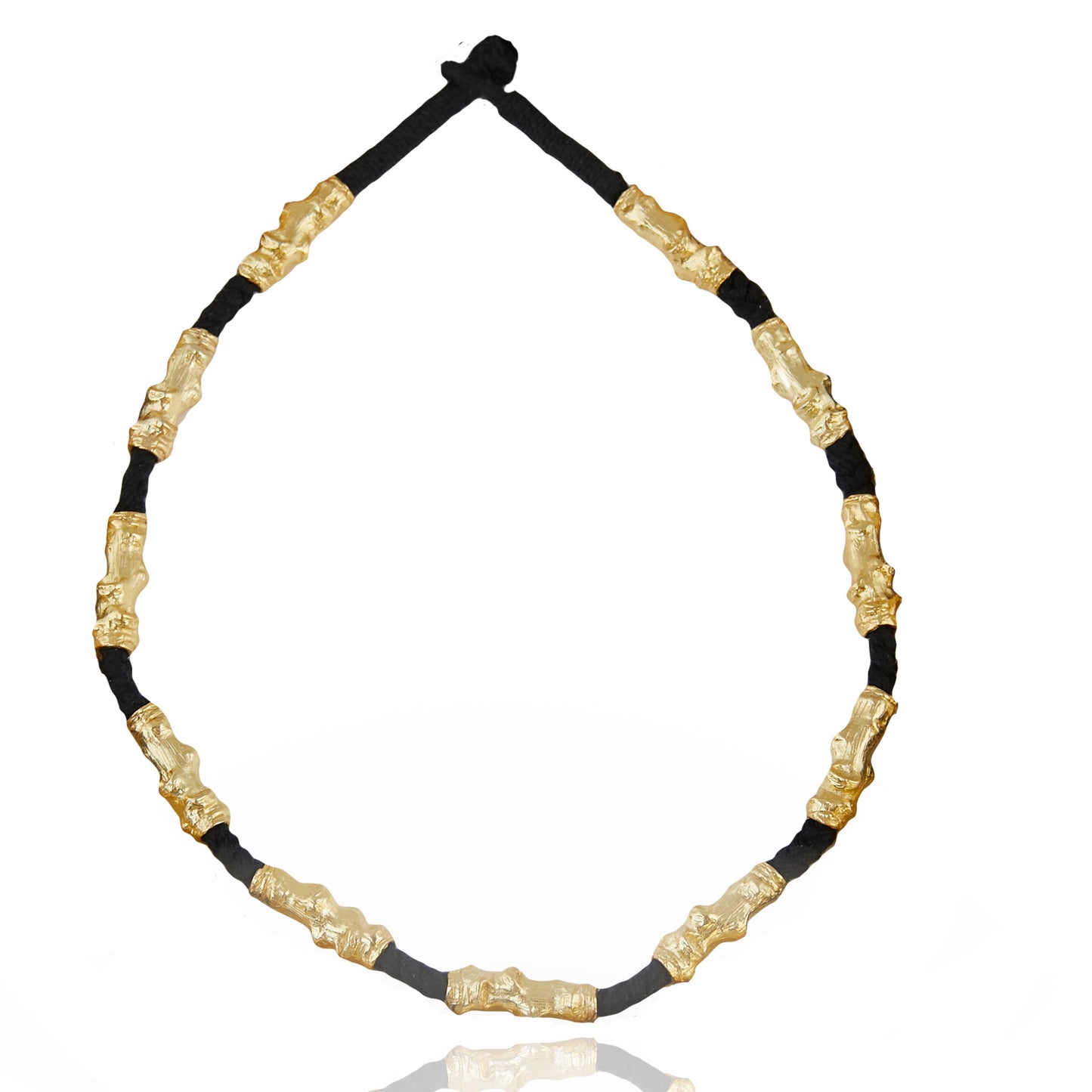 gold plated and black thread necklace