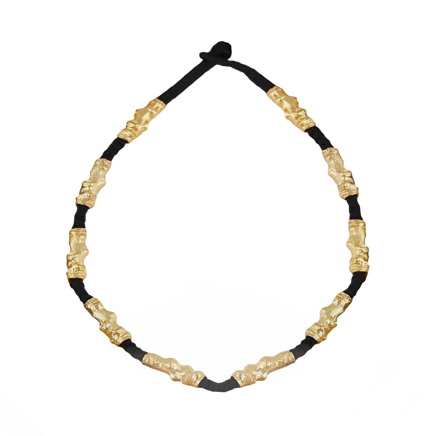 gold plated and black thread necklace