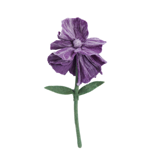 Purple colored felt iris flower.