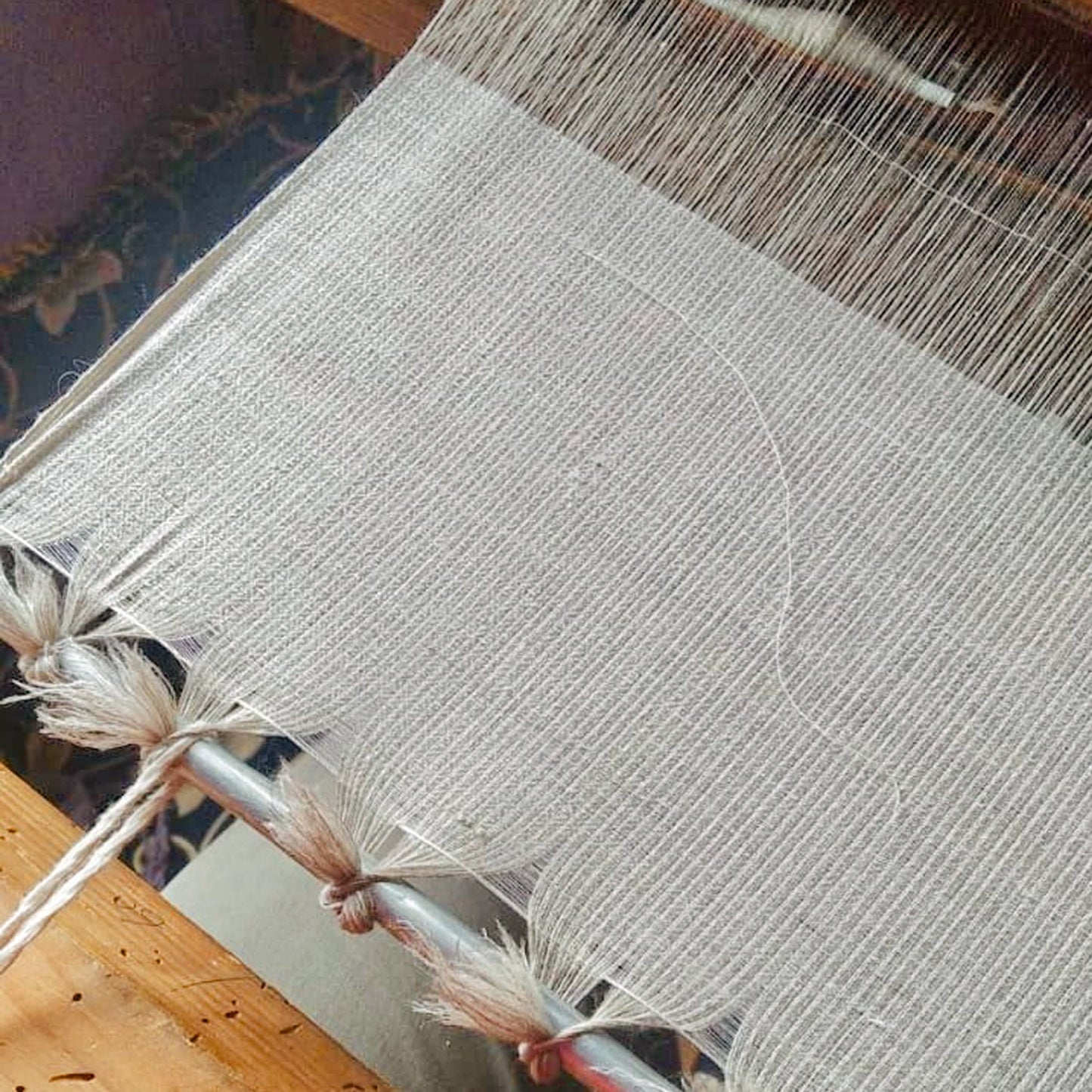 Pashmina scarf on loom.