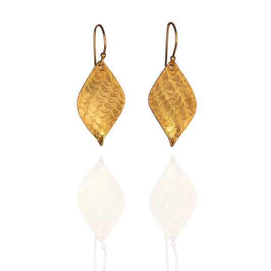 Pair of gold leaf earrings.