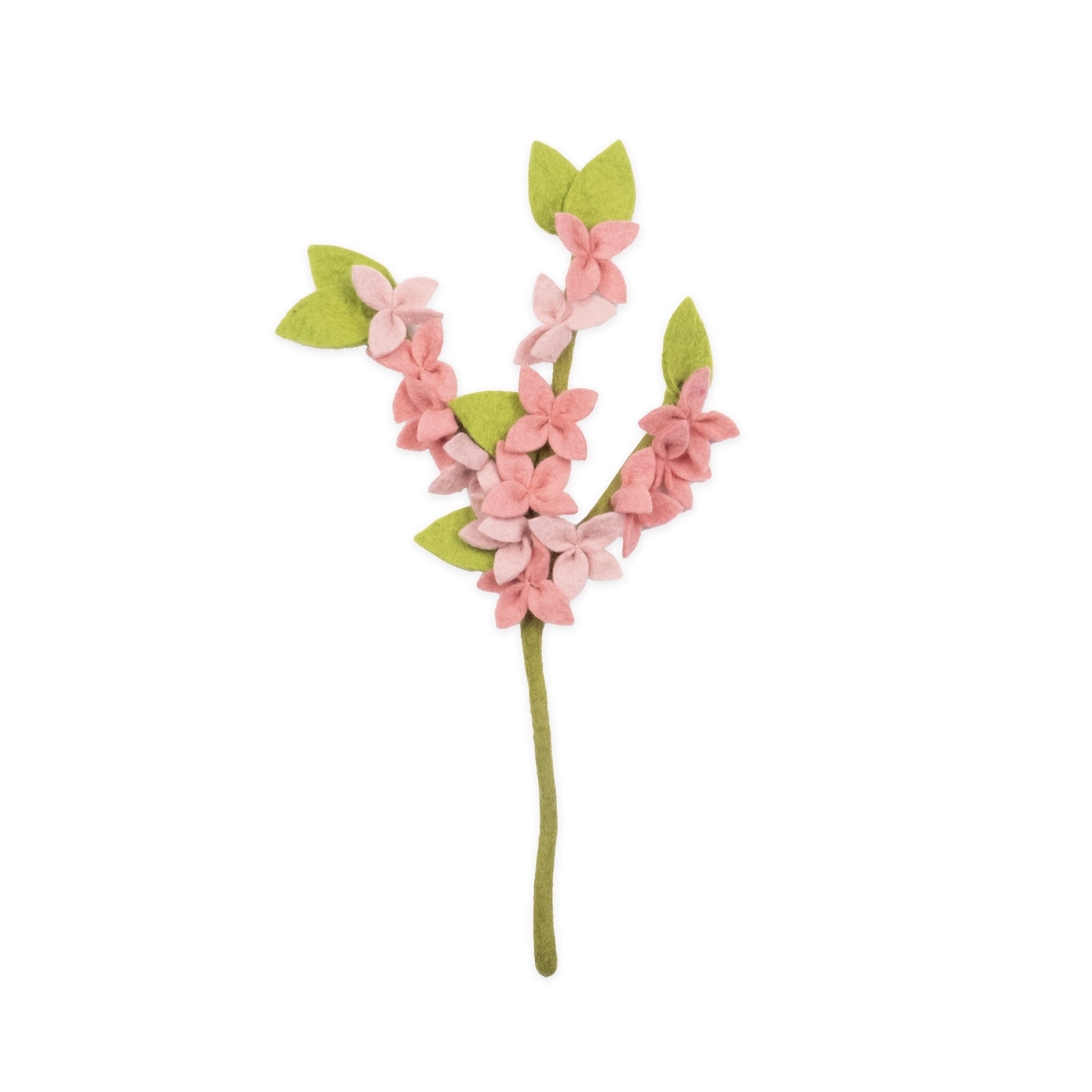 Pink felt forsythia flower.