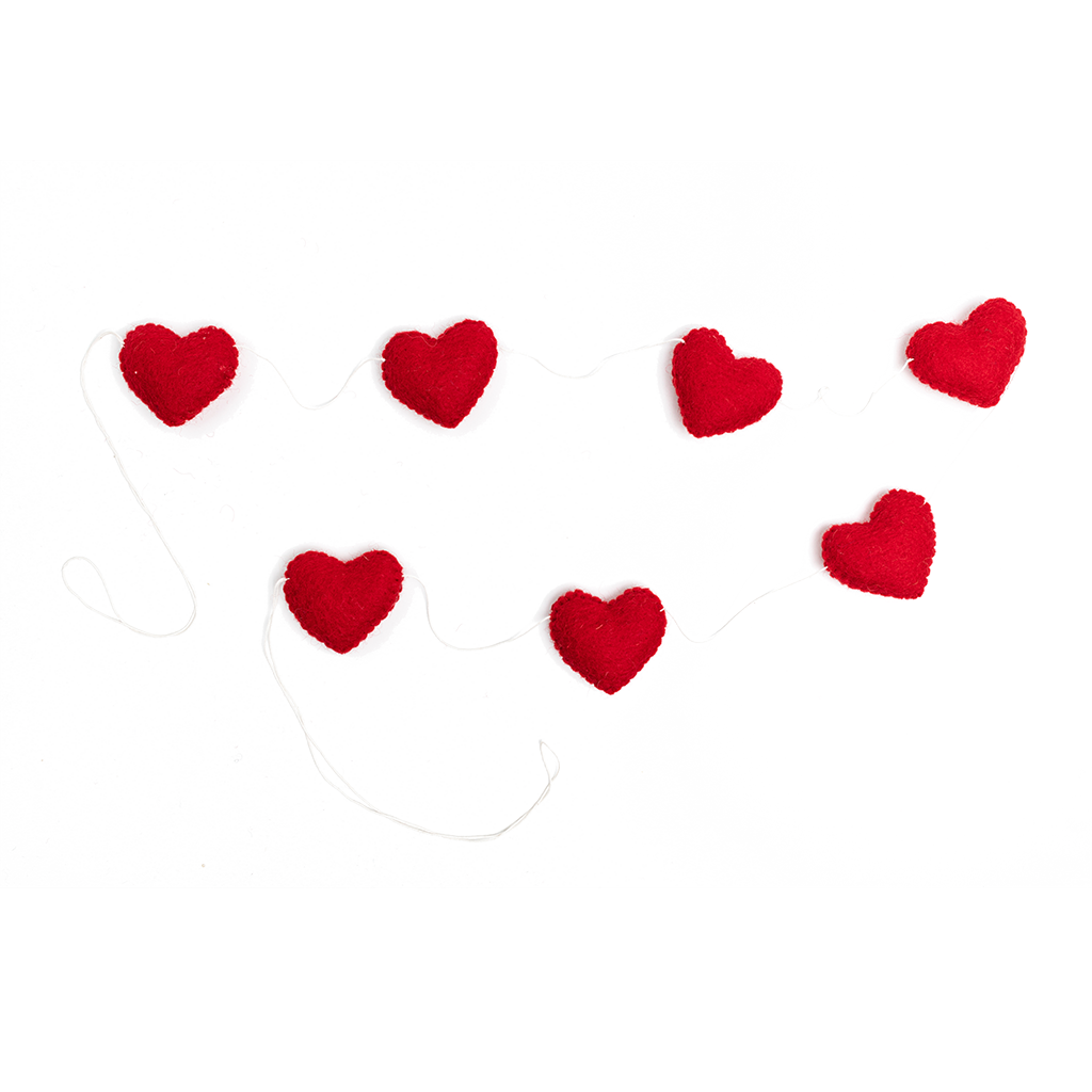 Felt Red Heart Garland Flat Lay - Global Goods Partners
