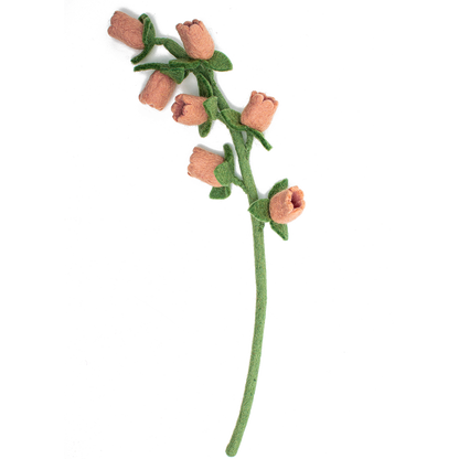 Blush Pink felt Bellflower with small flowers going up stem.