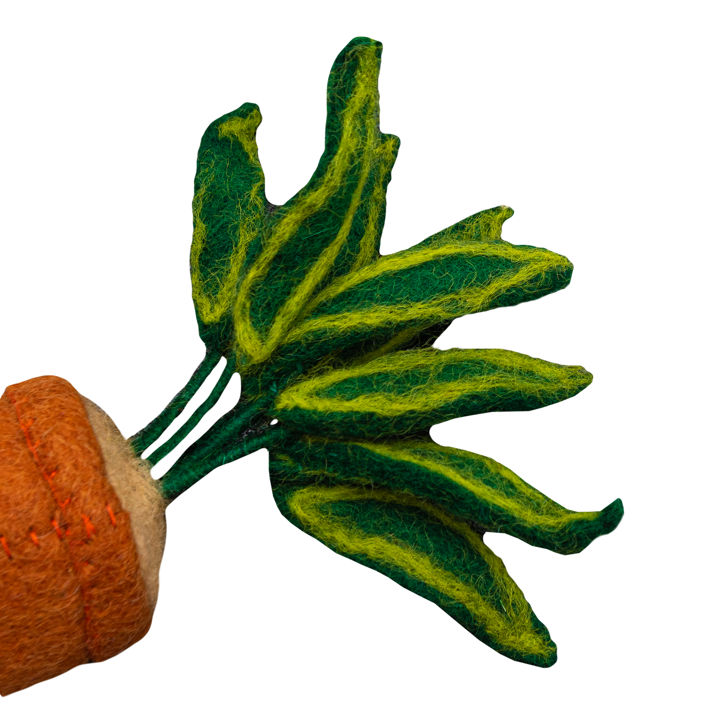 Felt ornament of a Snake Plant in a brown pot.