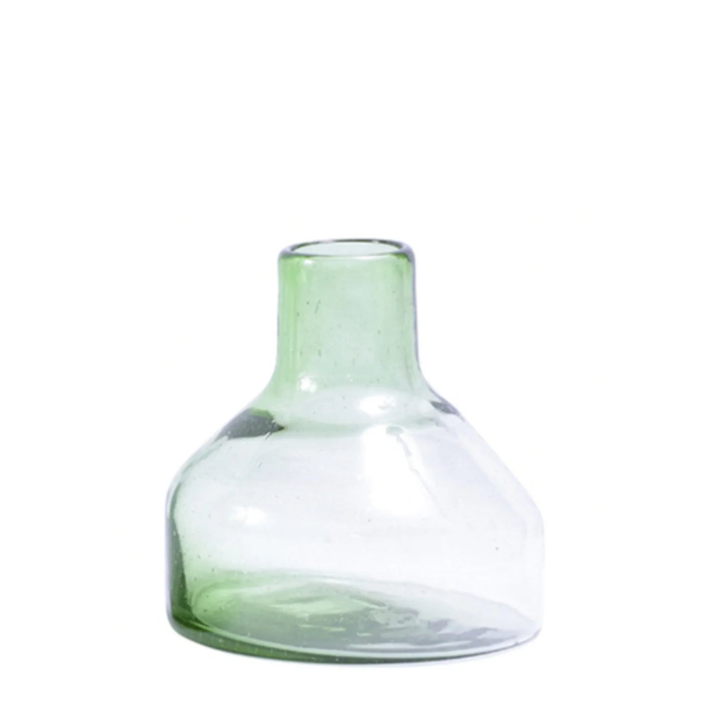 Short green glass vase.