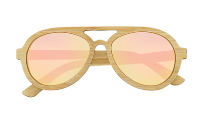Avion Rose Gold Handcrafted Bamboo Mirrored Aviator Sunglasses | Polarized UV400