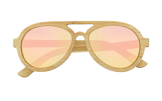 Avion Bamboo Natural w/Rose Gold Mirrored Lenses