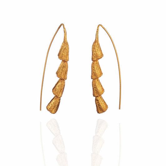Pair of gold plated dangle earrings.