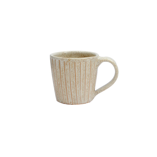 Cream mug with handle.