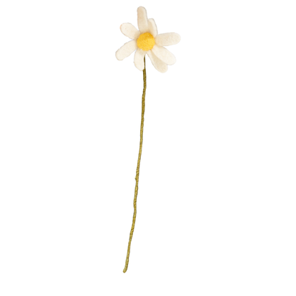 Single handmade artisan white daisy flower on a white background | Global Goods Partners