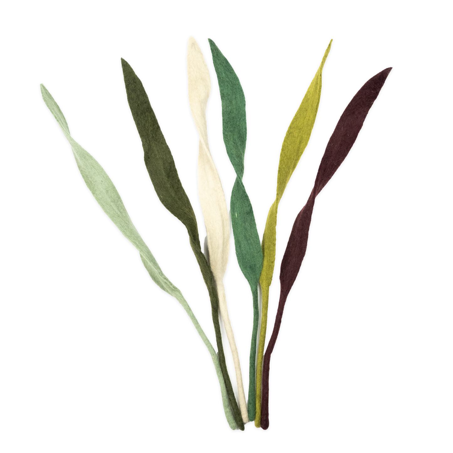 Set of fair trade felt leaves in various colors on a white background | Global Goods Partners