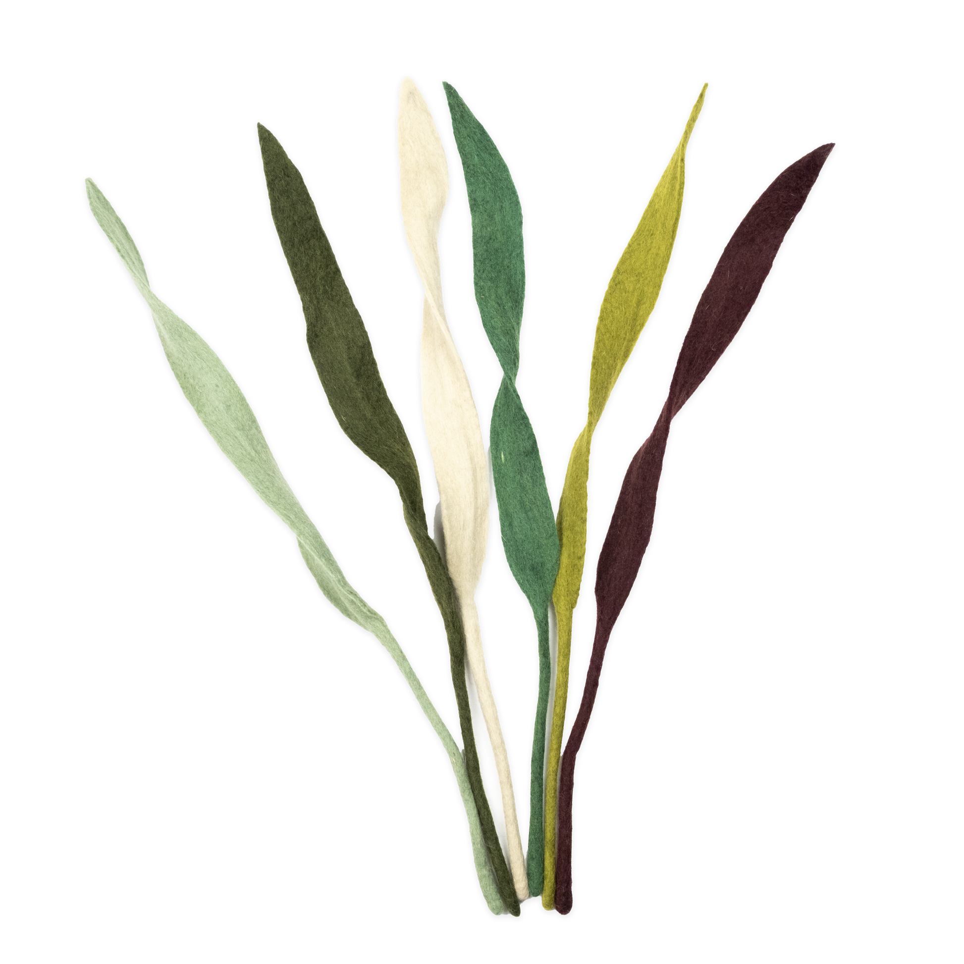 Set of fair trade felt leaves in various colors on a white background | Global Goods Partners