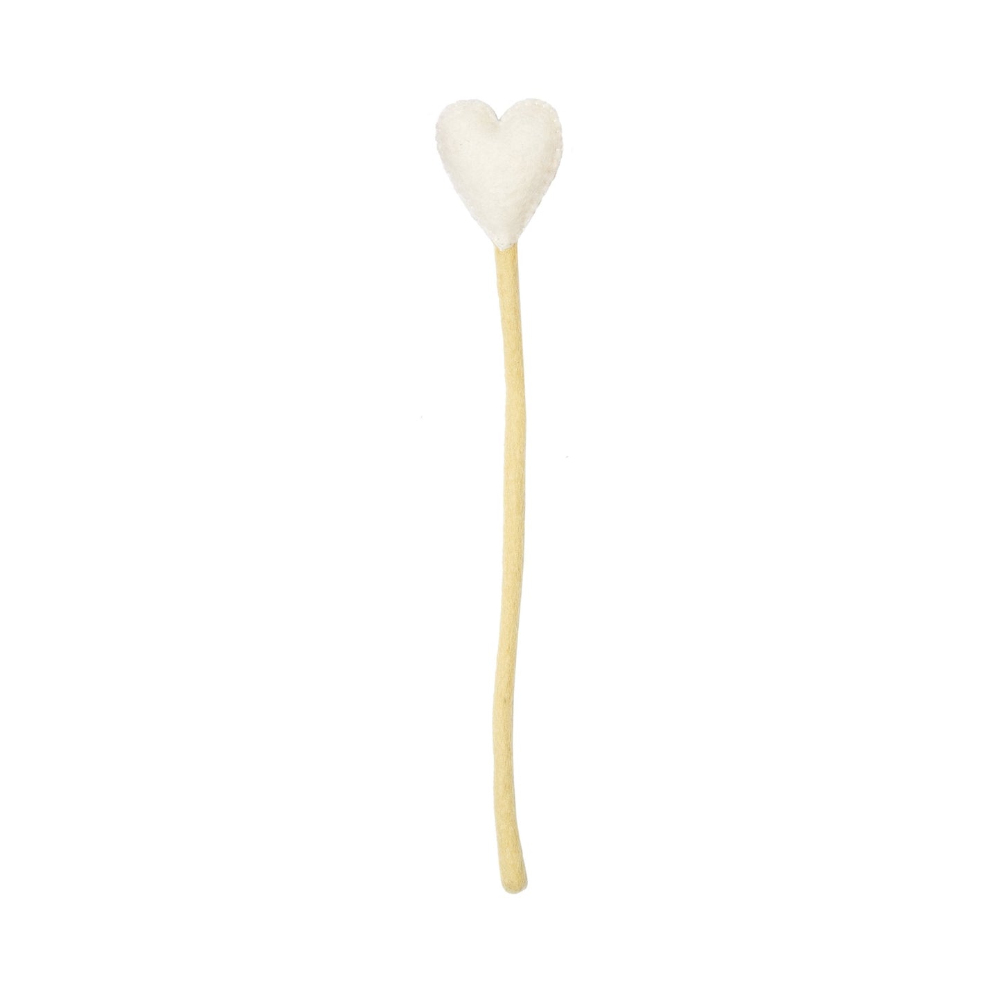 Felt heart accent stem in white.