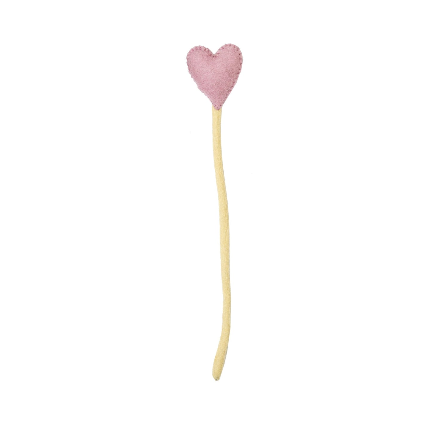 Felt heart accent stem in pink.
