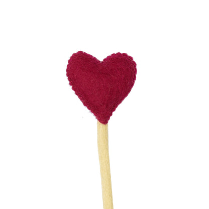 Felt heart accent stem in red.