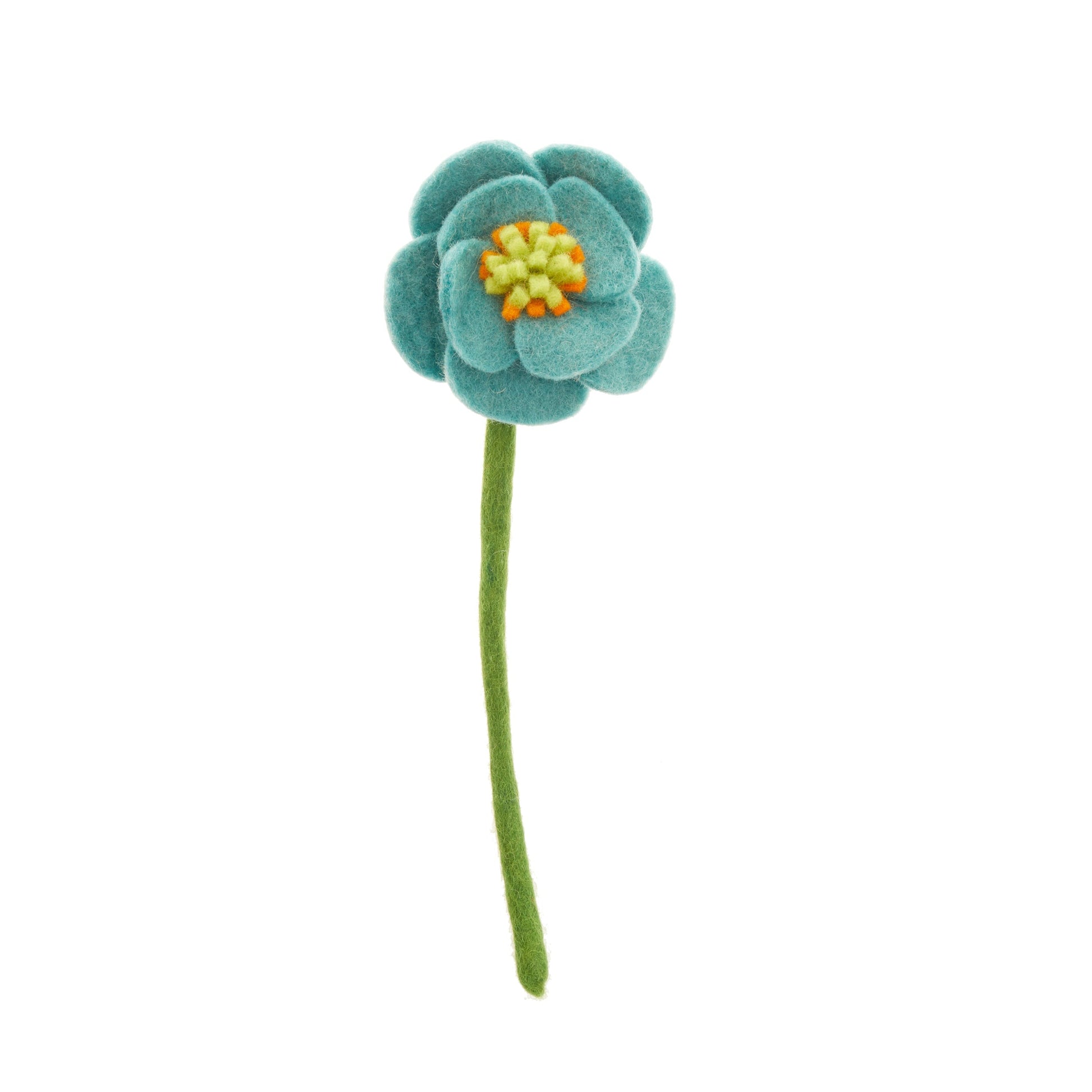 Blue felt poppy flower.