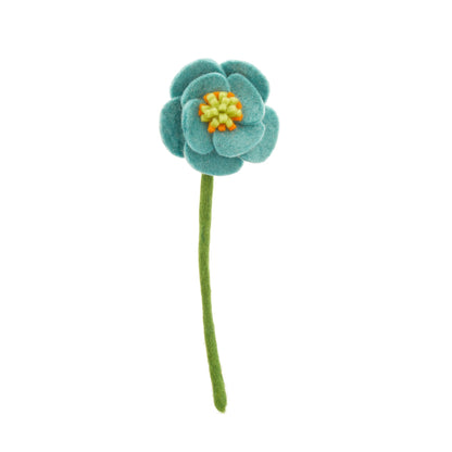 Blue felt poppy flower.