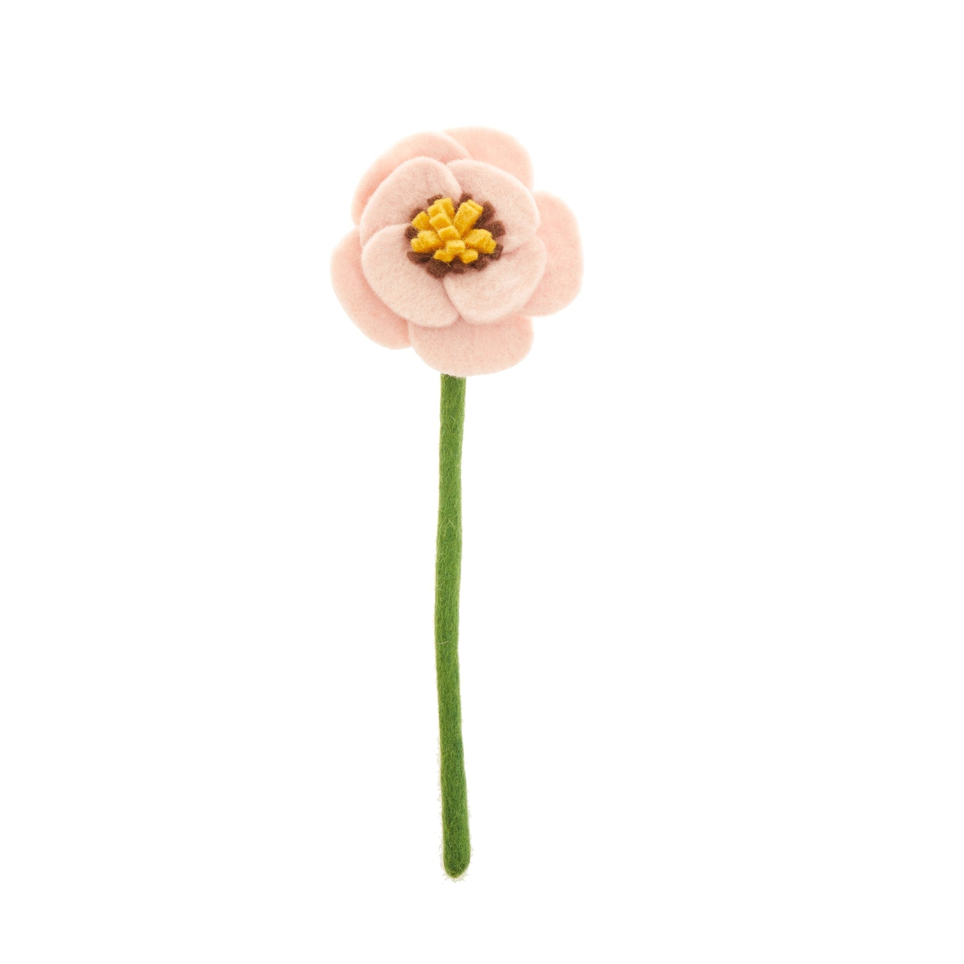 Pink felt poppy flower.
