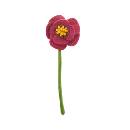 Magenta felt poppy flower.