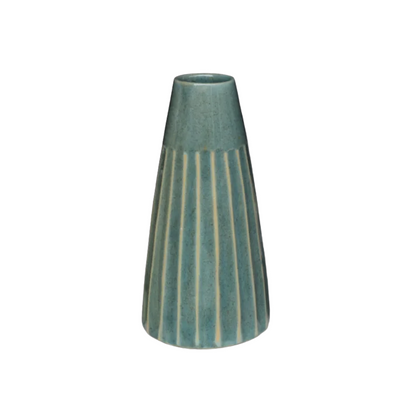 Ceramic tapered vase in green color.