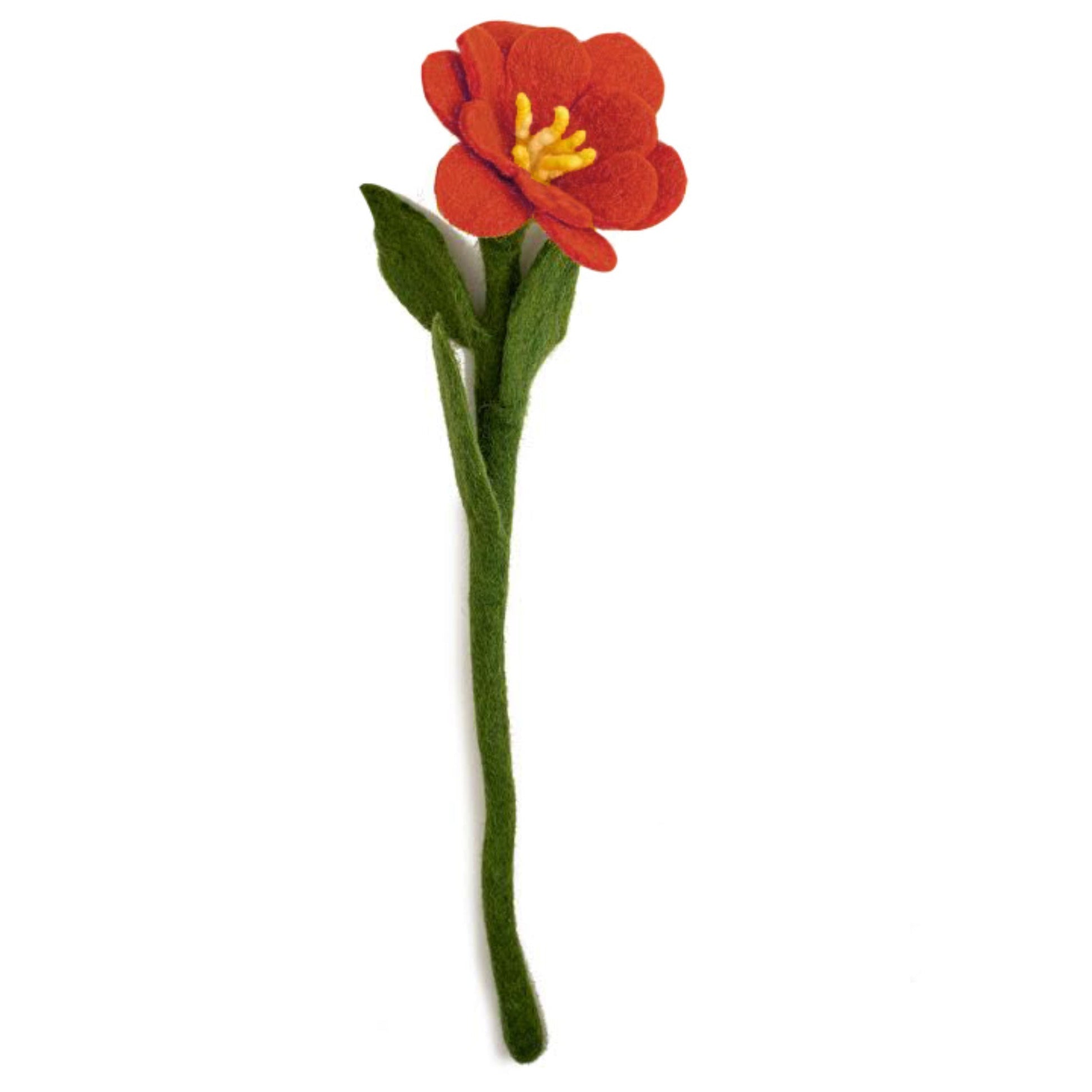 Red felt Camellia flower.