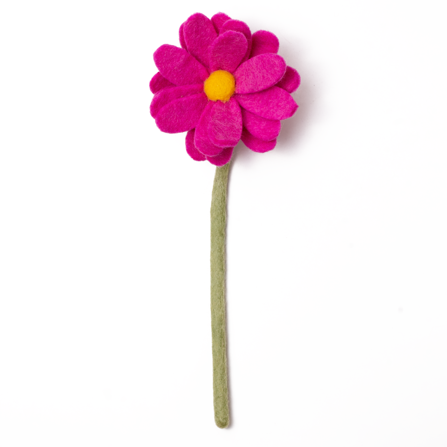Bright pink felt daisy flower.