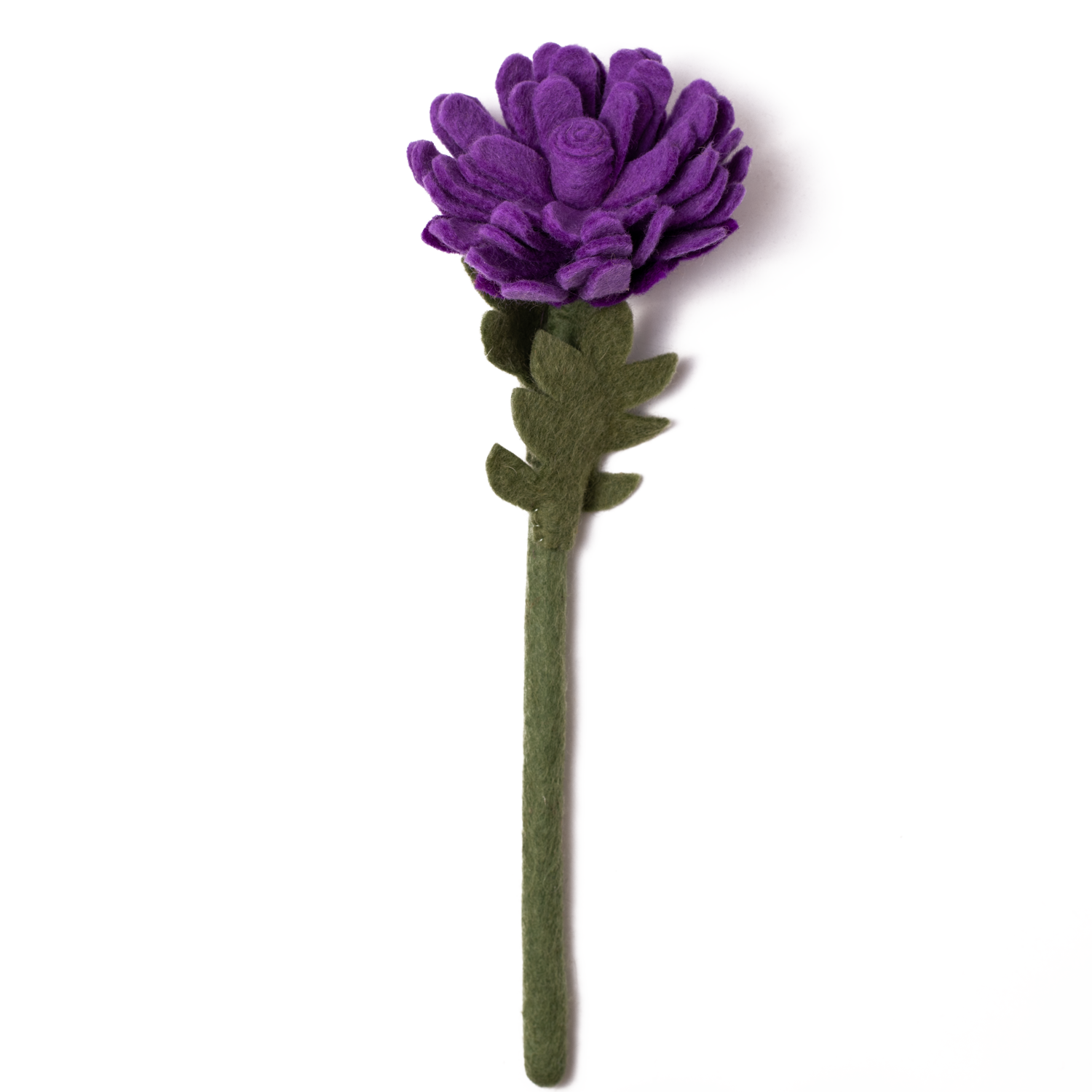 Purple felt flower with many petals.