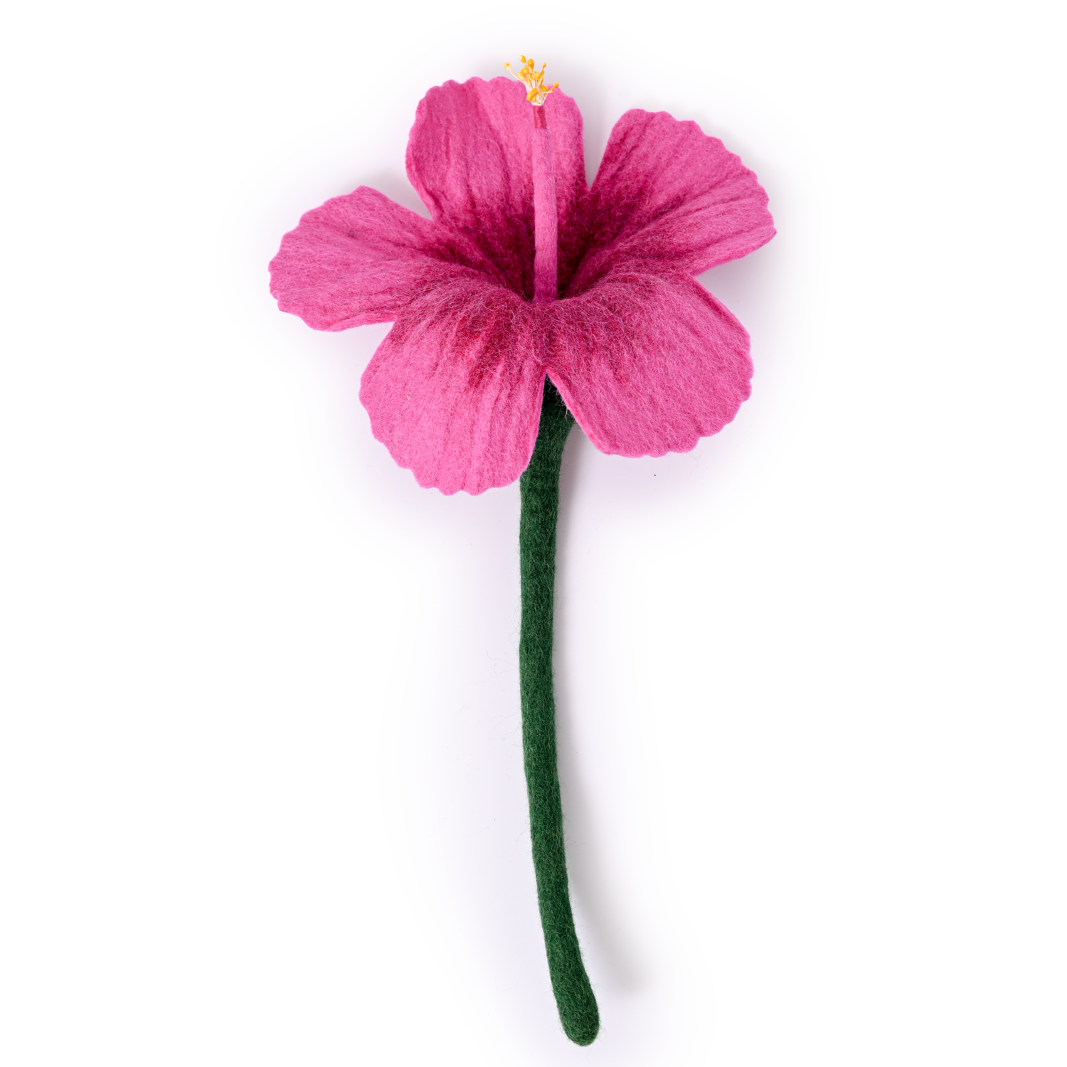 Hot pink felt hibiscus flower.